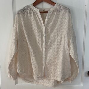 Free People Cream Eyelet Blouse